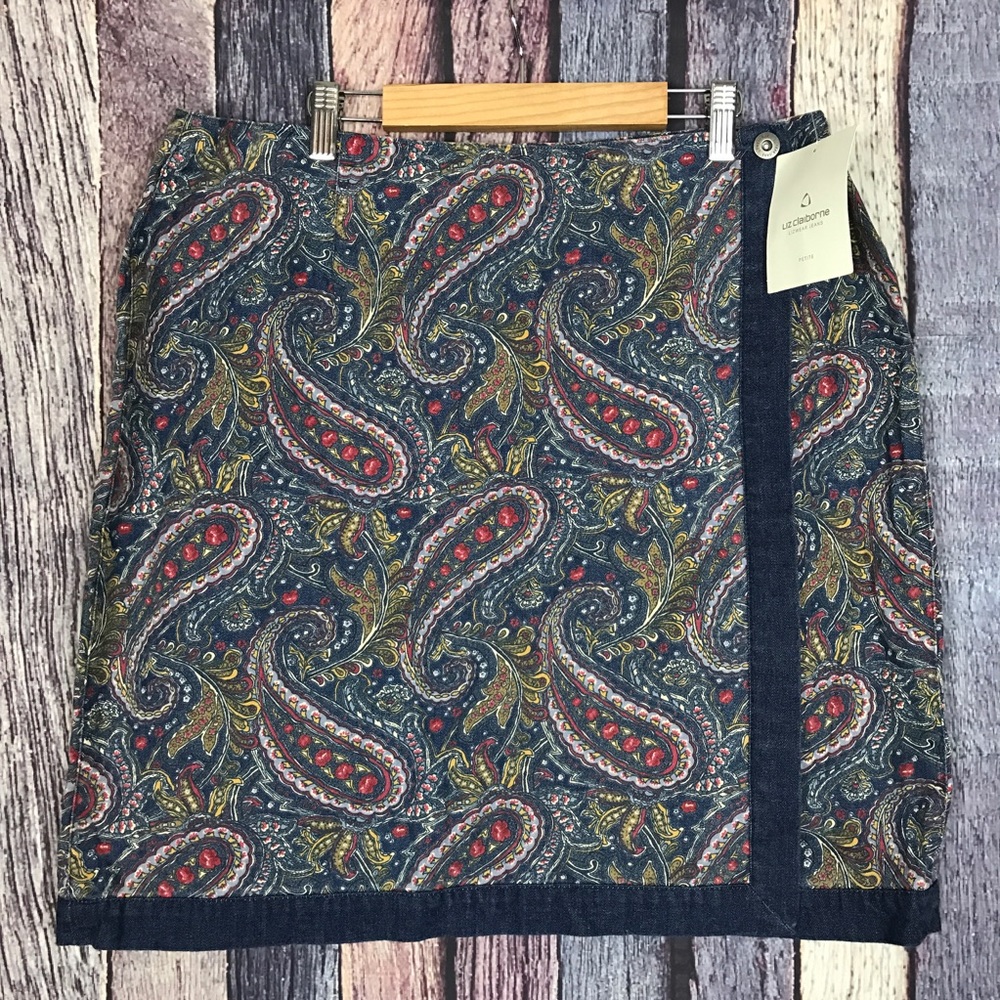 Vintage With Tags Paisley Denim Skirt 16P